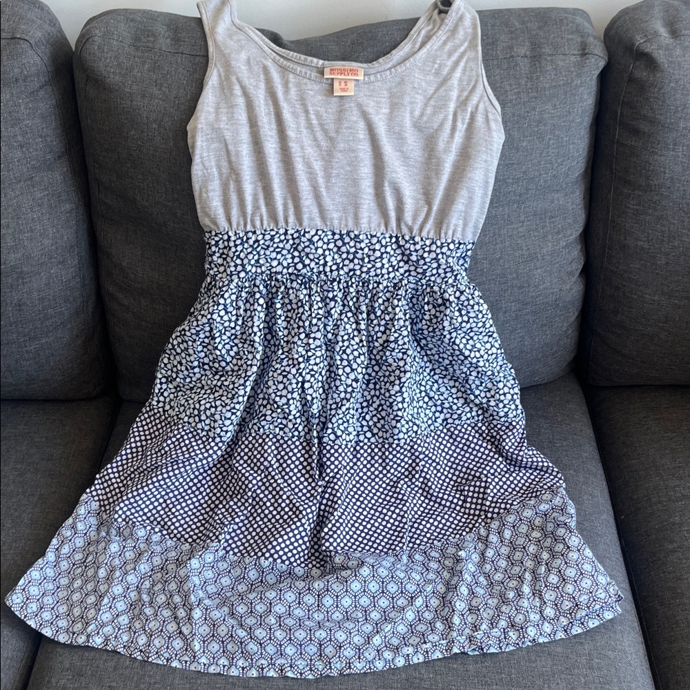 Mossimo Supply Co. Gray Tank Top with Blue Patterned Tiered Skirt - Picture 3 of 4